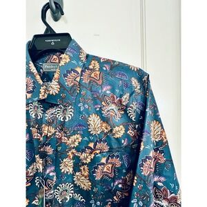 Paisley & Gray XL Teal Multi Floral Slim Fit Long Sleeve Button Down Shirt NWT‎